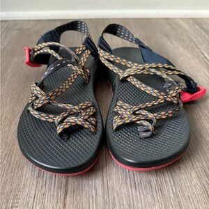 Chaco ZX Classic Double Strap Strappy Sandals Black Orange Multi Color Size 7